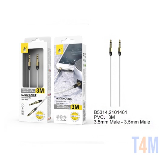 CABO PLANK DE ÁUDIO ONEPLUS B5314 BL CONECTOR METÁLICO M/M 3,5MM BRANCO